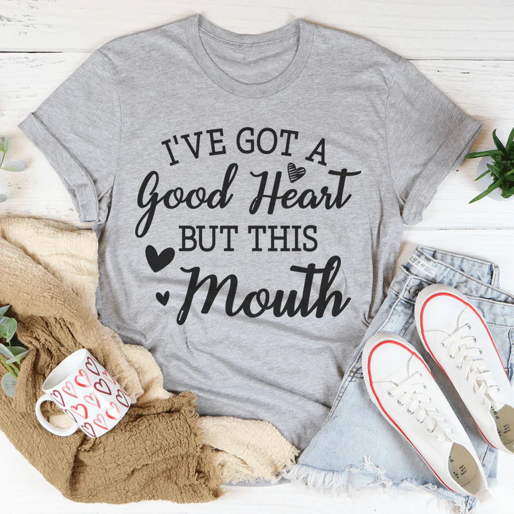 "I've Got a Good Heart But This Mouth" – Sassy Graphic Tee product image 3