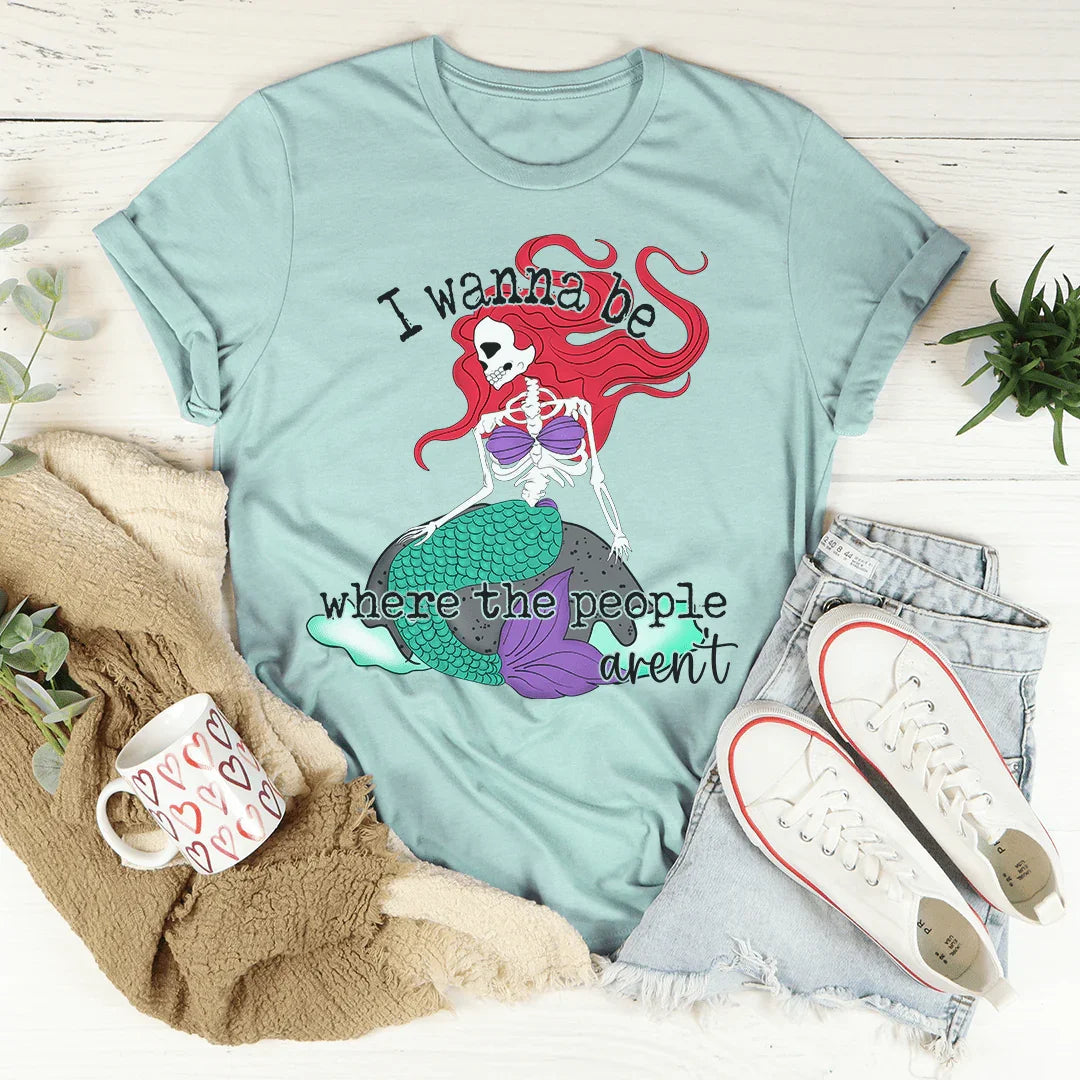 I Wanna Be Where The People Aren't Skull Mermaid Tee product image 4