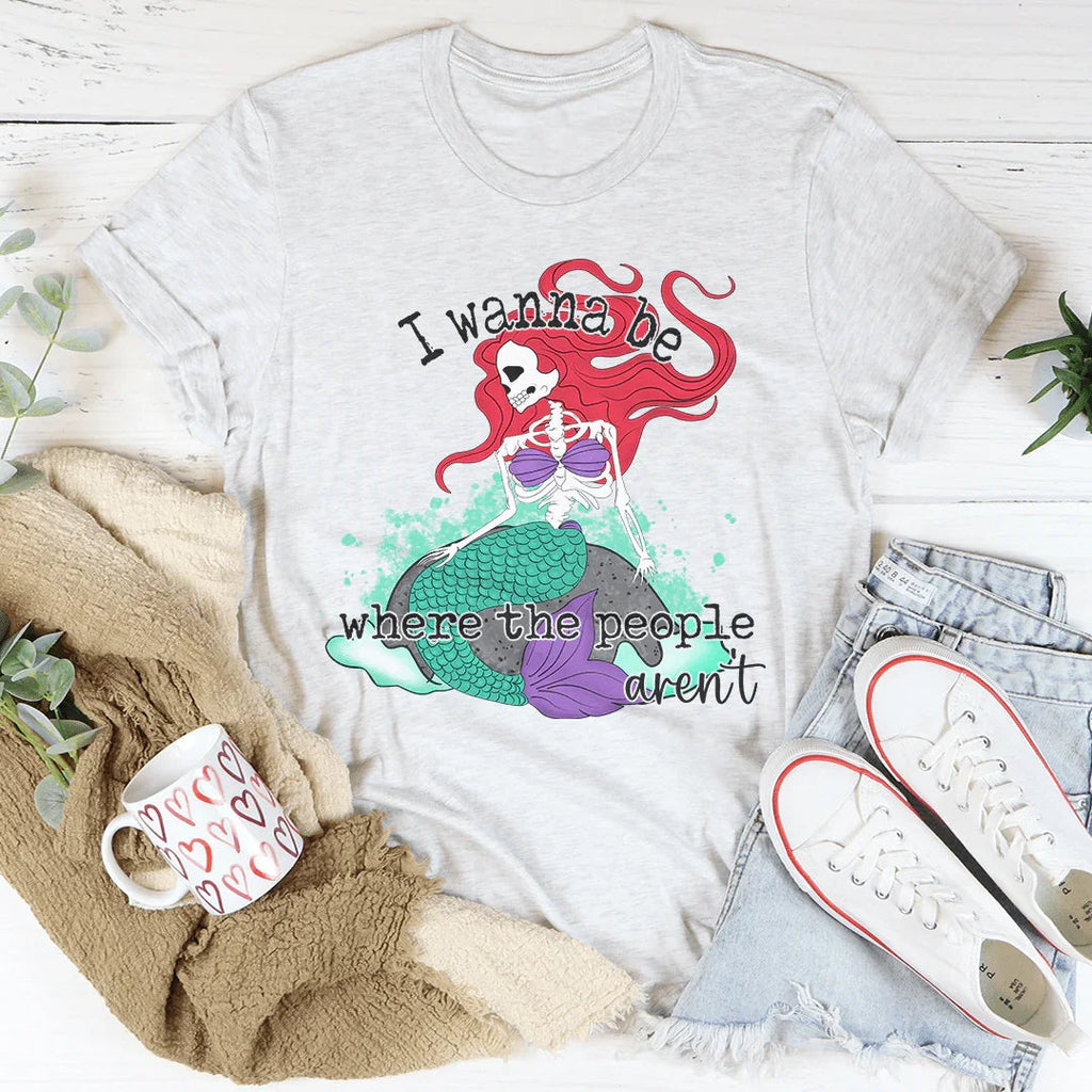 I Wanna Be Where The People Aren't Skull Mermaid Tee product image 1