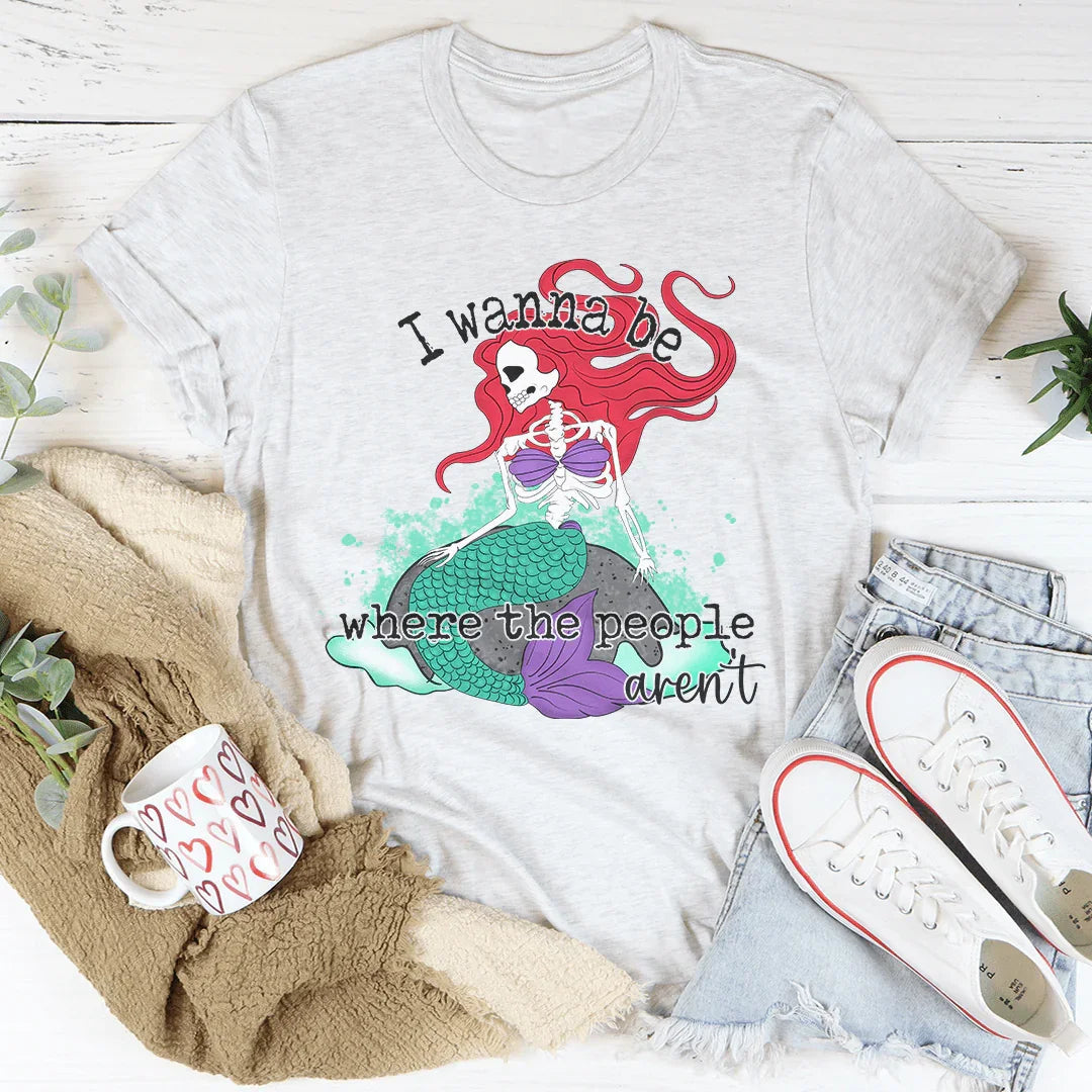 I Wanna Be Where The People Aren't Skull Mermaid Tee product image 1