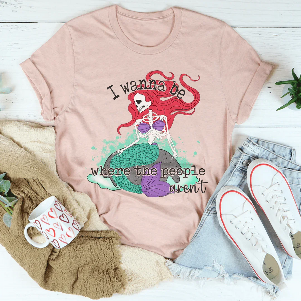 I Wanna Be Where The People Aren't Skull Mermaid Tee product image 3