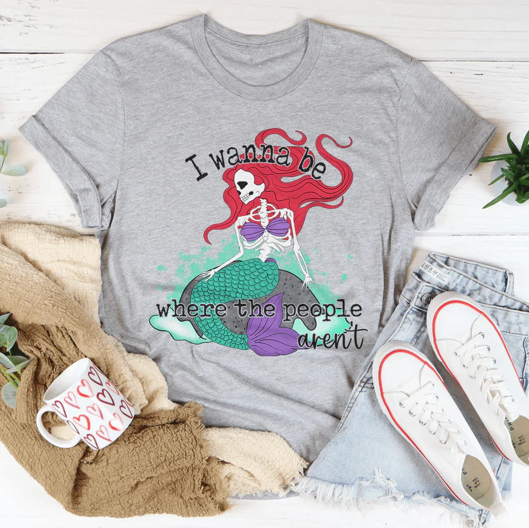 I Wanna Be Where The People Aren't Skull Mermaid Tee product image 2
