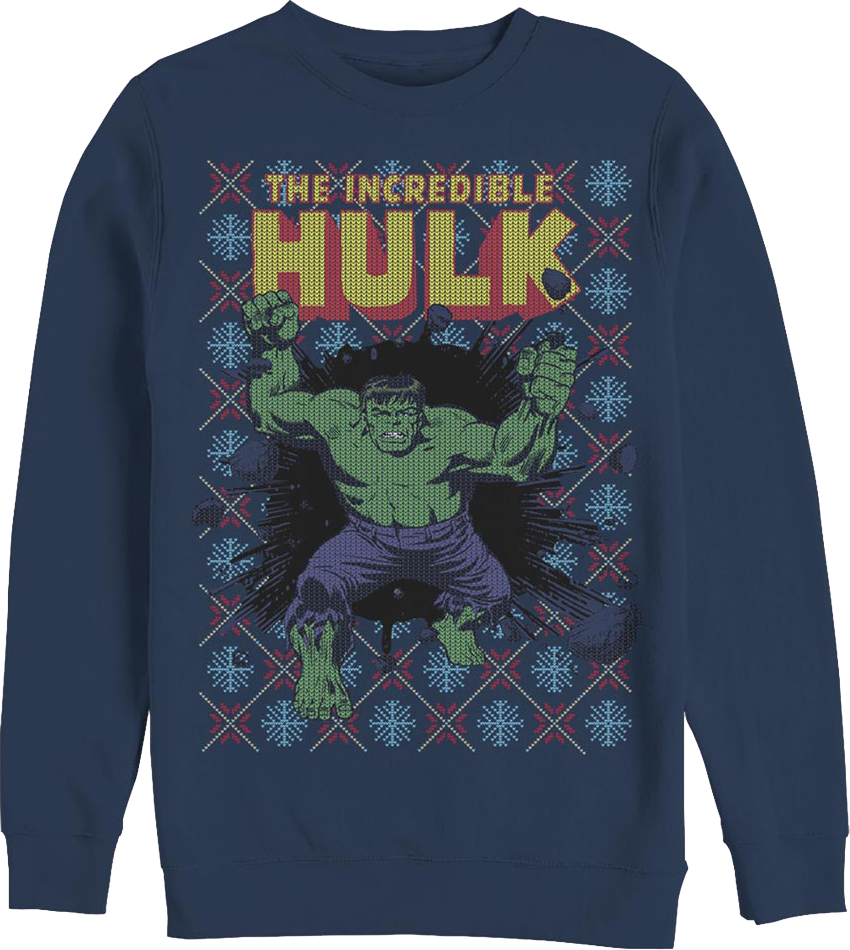 Incredible Hulk Faux Ugly Christmas Sweater Marvel Comics product image 1