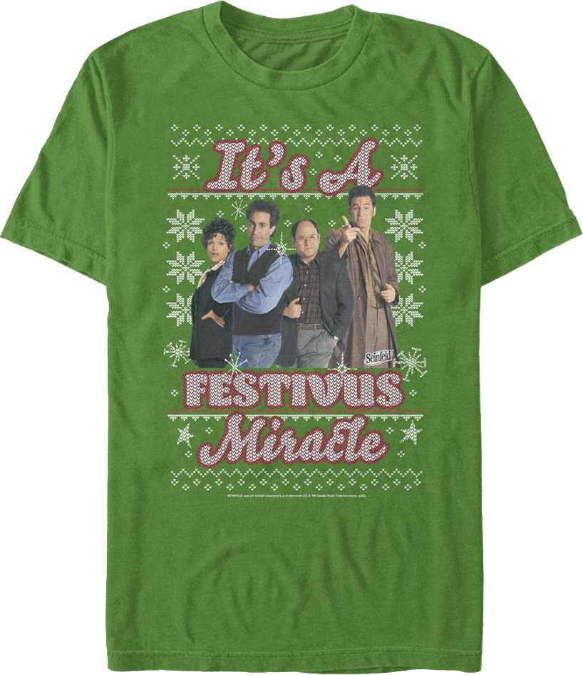 It's A Festivus Miracle Faux Ugly Sweater Seinfeld T-Shirt product image 1