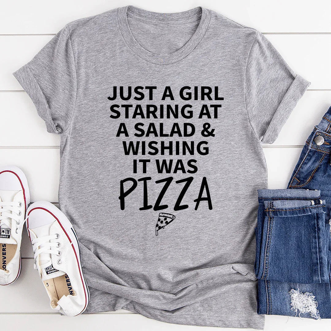 Foodie Humor Graphic T-Shirt – \"Just A Girl Staring At A product image 2