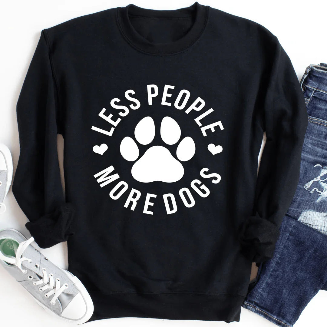Dog Lover Cozy Fleece Hoodie Sweatshirt – "Less People More product image 2