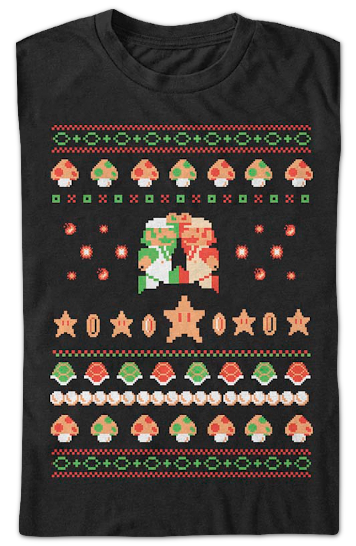 Luigi And Mario Faux Ugly Christmas Sweater Nintendo T-Shirt product image 2