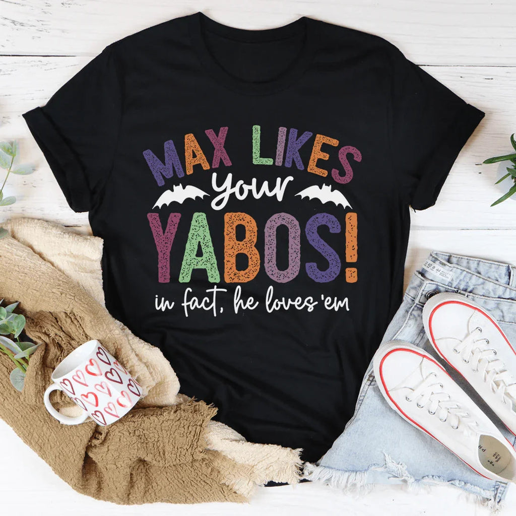 Cheeky Dog Mom Graphic T-Shirt – "Max Likes Your Yabos" product image 3