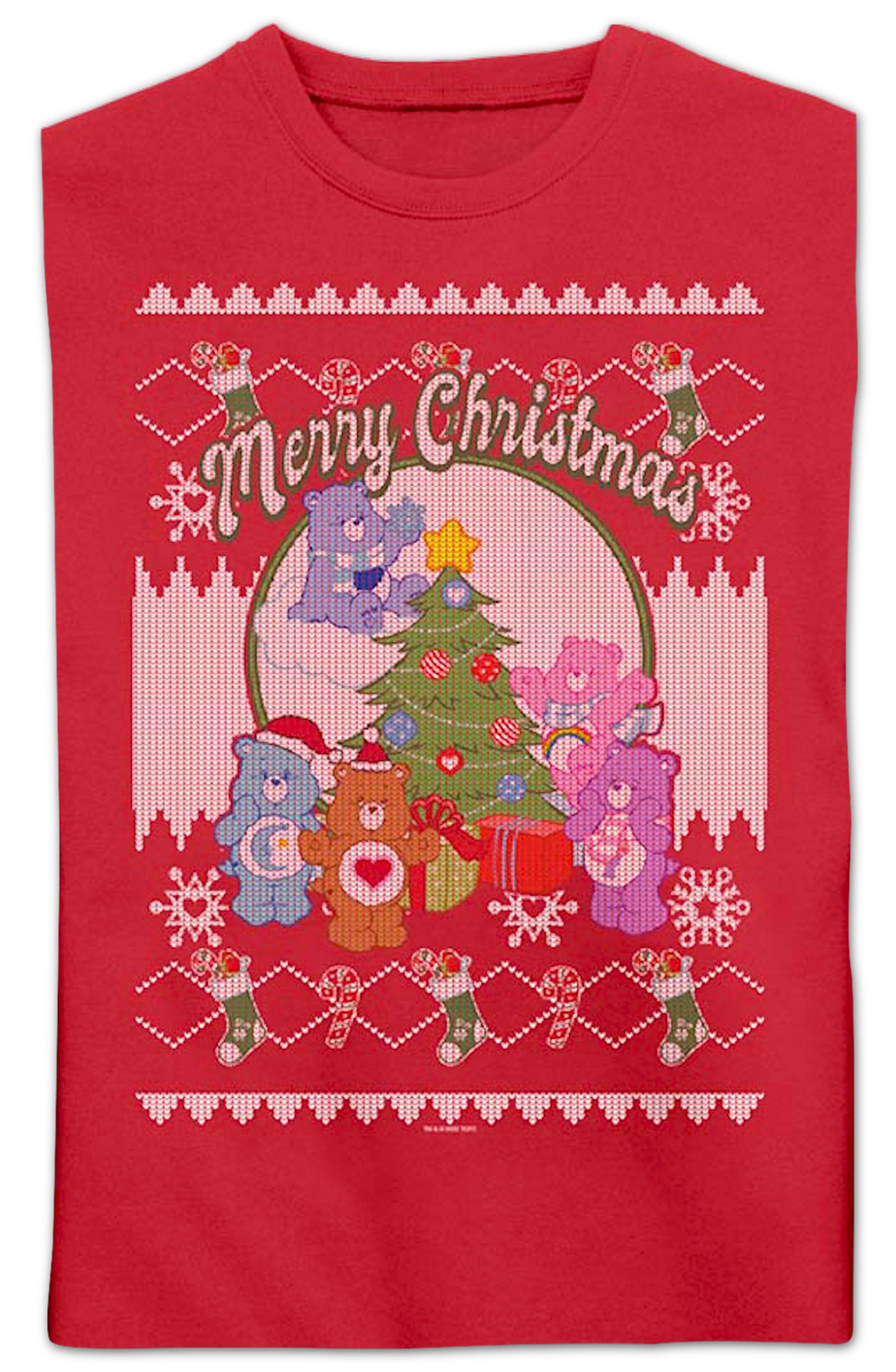 Merry Christmas Faux Ugly Sweater Care Bears Sweatshirt product image 2