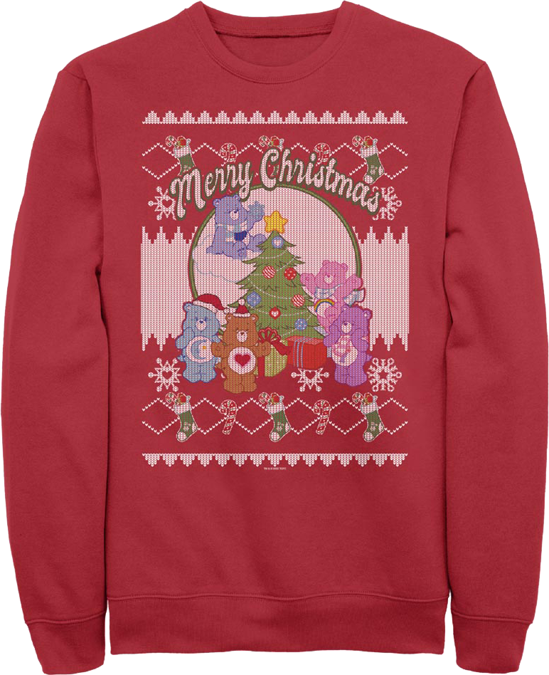 Merry Christmas Faux Ugly Sweater Care Bears Sweatshirt product image 1