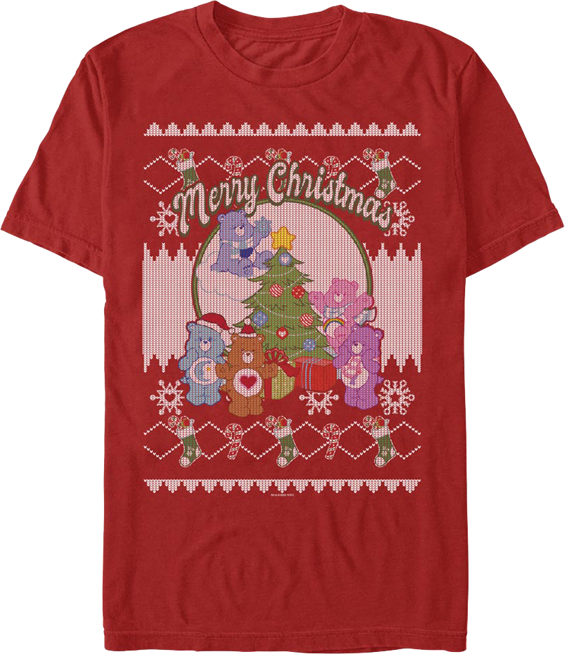 Merry Christmas Faux Ugly Sweater Care Bears T-Shirt product image 1