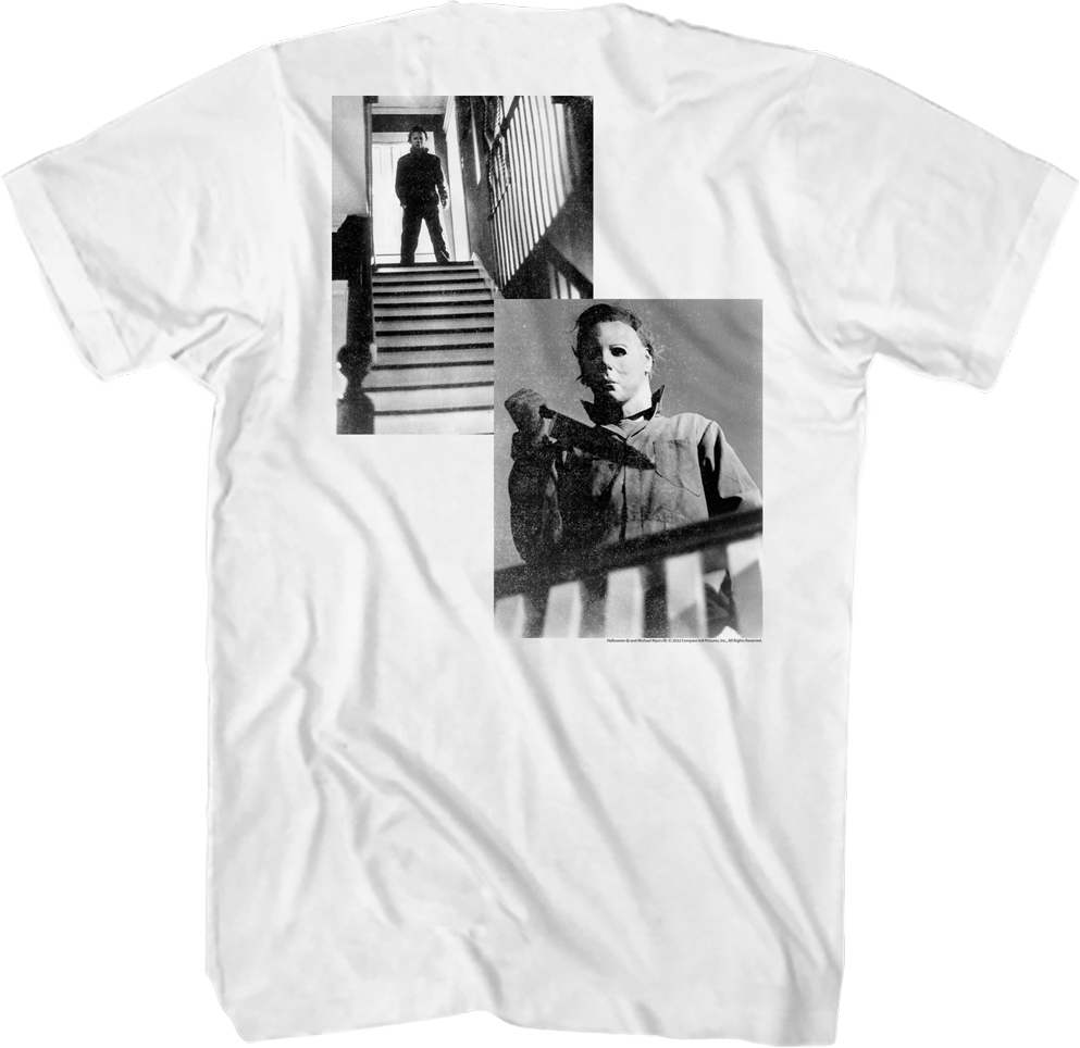 Michael Myers Staircase Photos Halloween T-Shirt product image 1