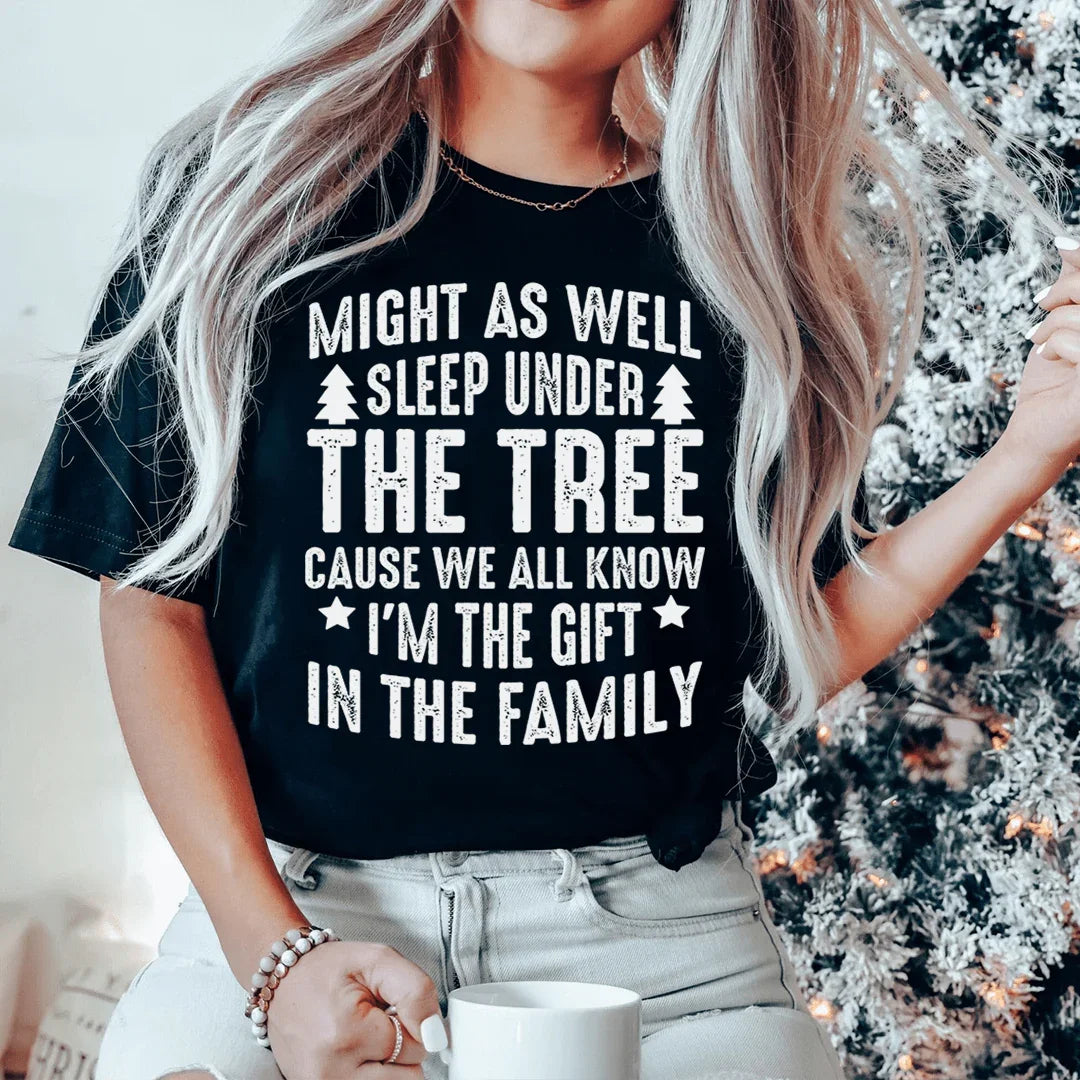 Might As Well Sleep Under The Tree Christmas Tee product image 2