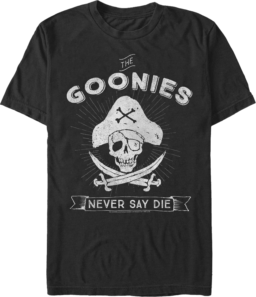 Never Say Die Pirate Logo Goonies T-Shirt product image 1
