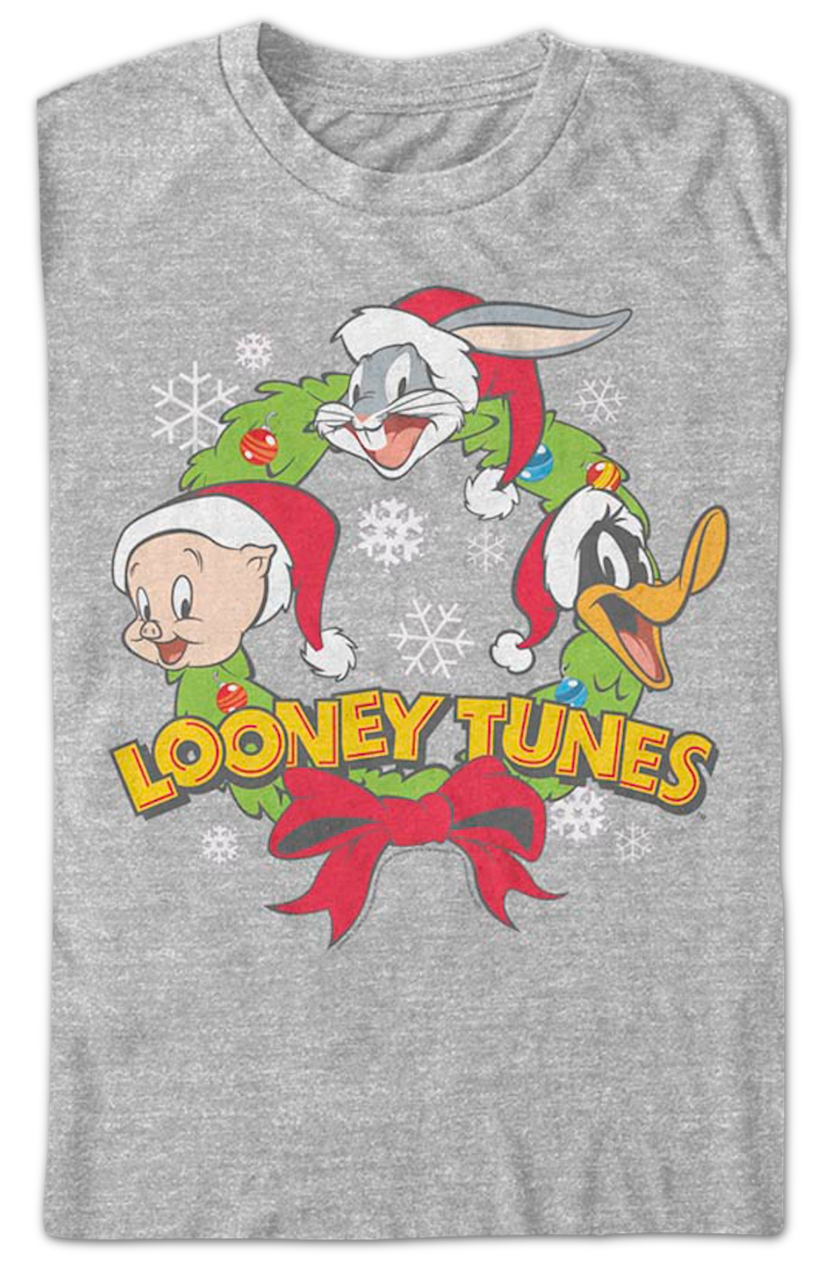 Porky Bugs Daffy Christmas Wreath Looney Tunes T-Shirt product image 2