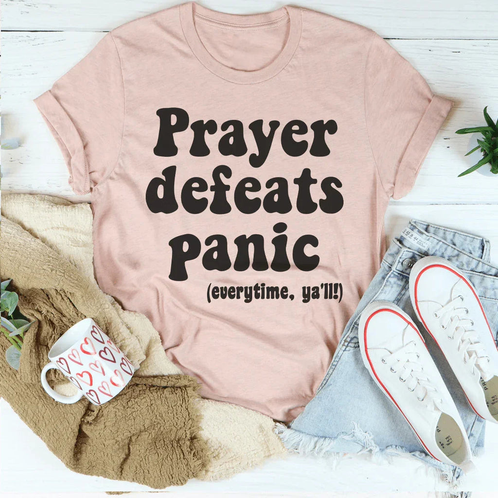 Prayer Defeats Panic Tee product image 4