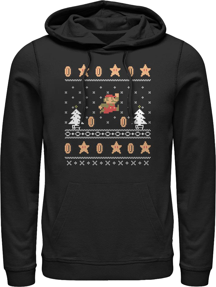Super Mario Jump Faux Ugly Christmas Sweater Nintendo Hoodie product image 1