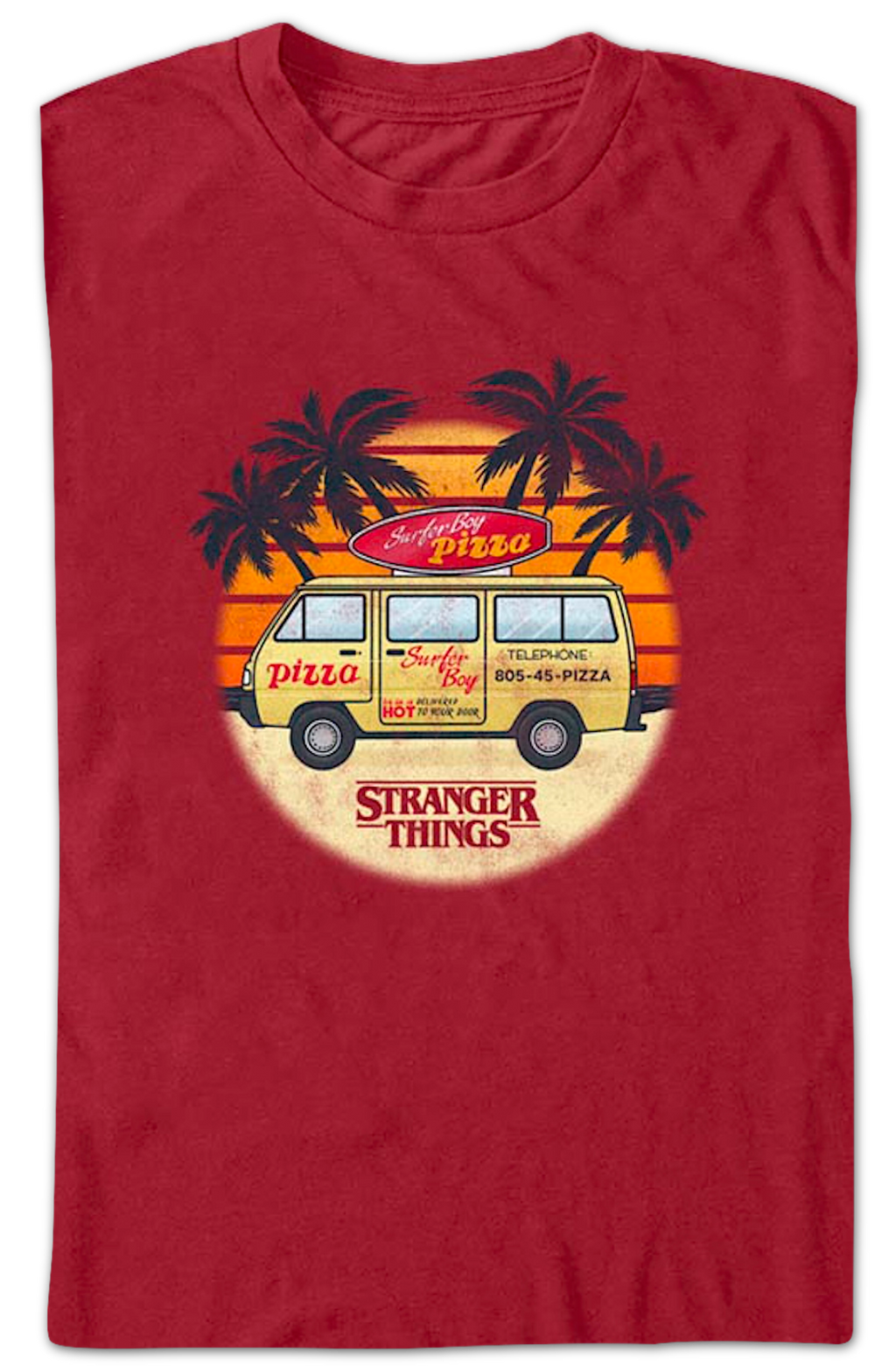 Surfer Boy Pizza Van Stranger Things T-Shirt product image 2