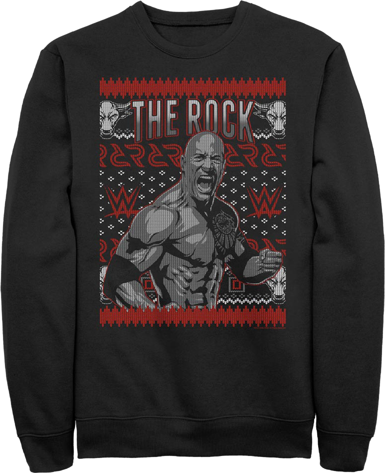 The Rock Faux Ugly Christmas Sweater WWE Sweatshirt product image 1