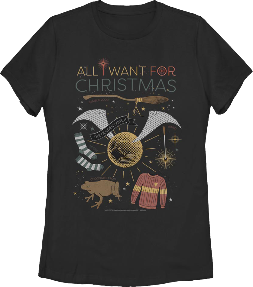Womens All I Want For Christmas Harry Potter Shirt product image 1