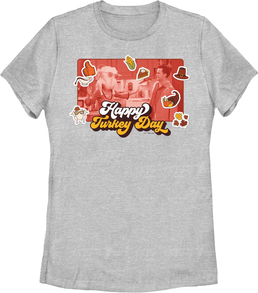 Womens Happy Turkey Day Collage Friends Shirt product image 1