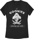 Womens Never Say Die Pirate Logo Goonies Shirt product image 1
