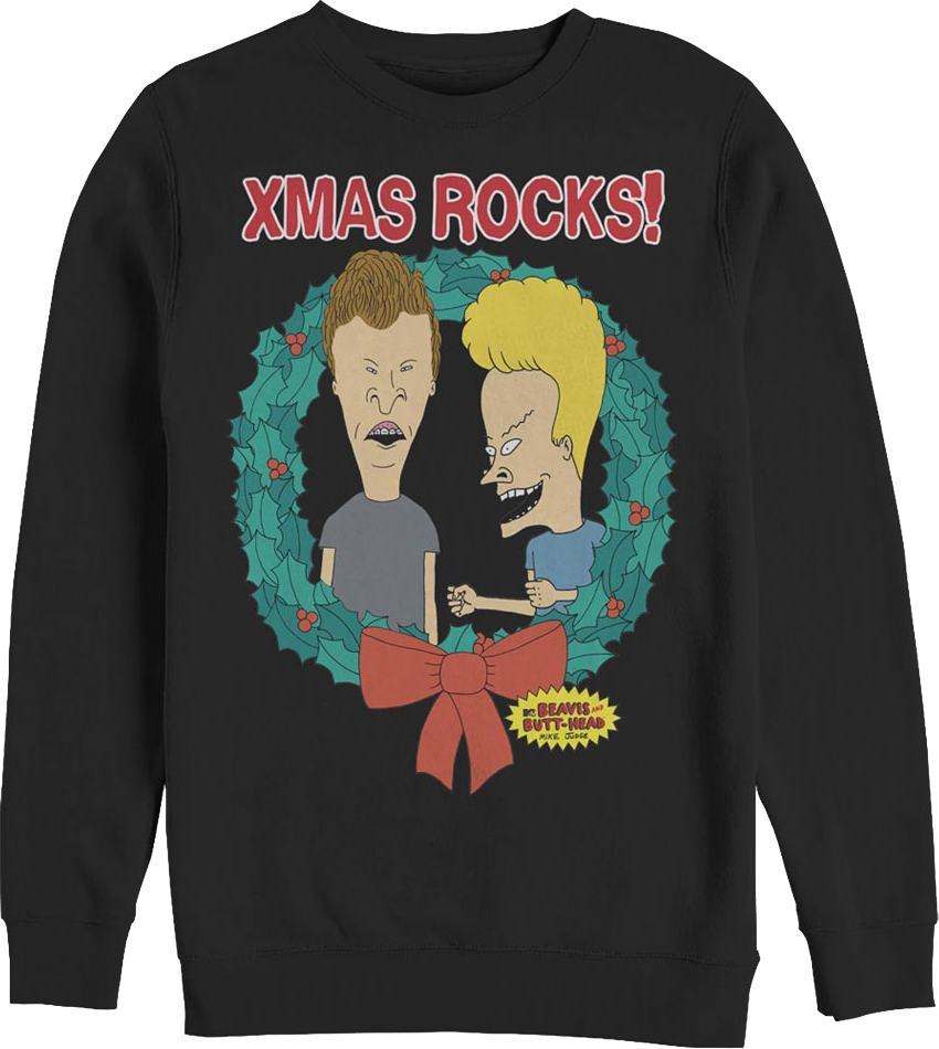 Xmas Rocks Wreath Beavis And Butt-Head Sweatshirt product image 1